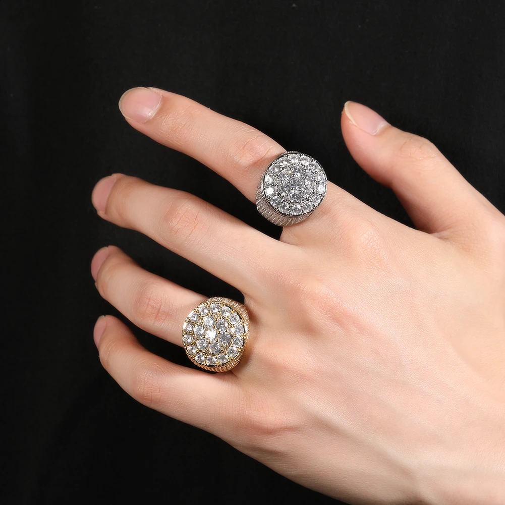 THE BLING KING Womens Round Cut CZ Stone Ring Iced Out Fllower Cluster High Quality Engagement Wedding Big Rings Jewelry 250121