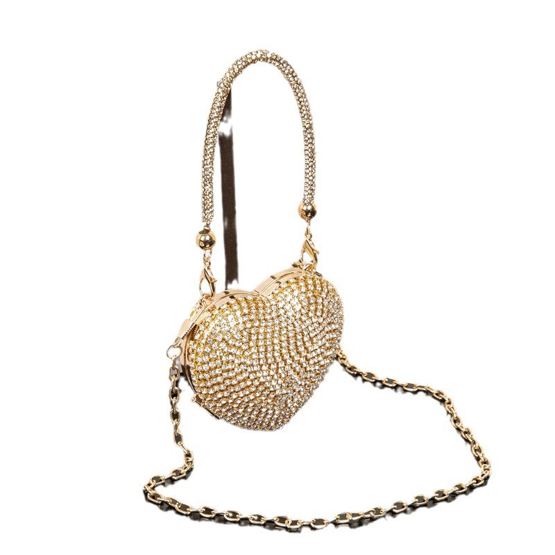 New Style High-End Fashion Studded Full Diamond Dinner Compact And Exquisite Sparkling Dress Bag, Light Luxury Style Dance Party Bag