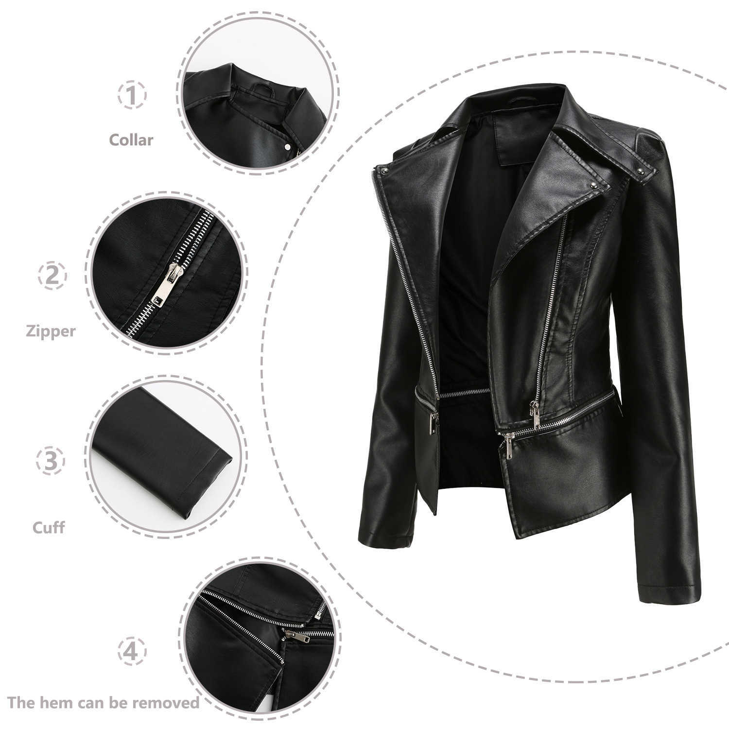 Womens European New Leather Dress Womens Detachable Spring Autumn Coat Womens Fashion Casual Jacket Womens Leather Womens Jacket 241209