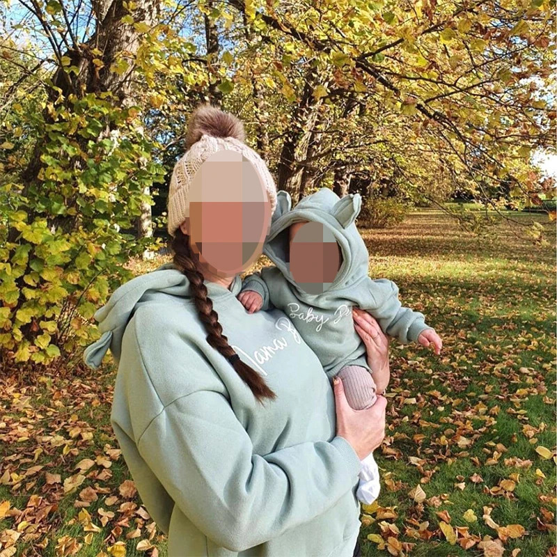 Custom Family Match Mom Kids Bear Hooded Sweatshirt Fleece Spring Warm Clothes Baby Boys Girls Thick Personalized Tracksuit 250121