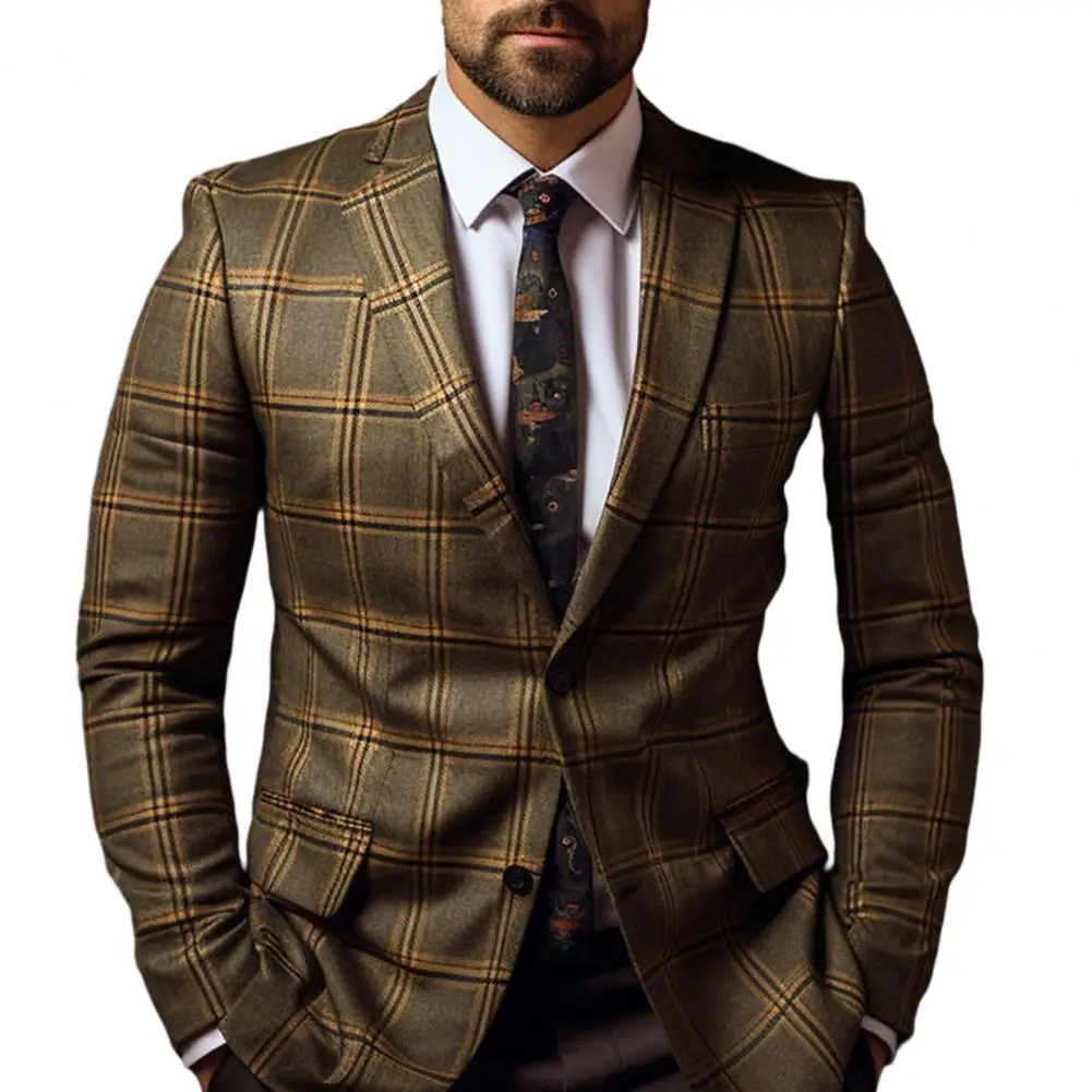 British Style Men Plaid Fashion High End Slim Wedding Banquet Prom Tuxedo Classic Mens Business Suit 1 PC 250115