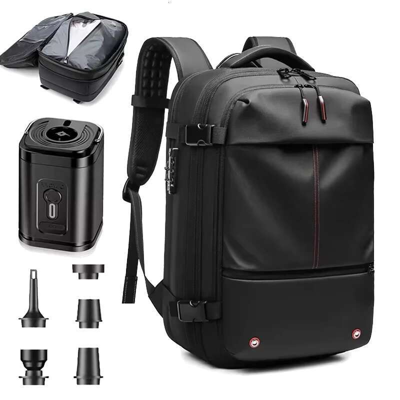 Backpack Man Travel Vacuum Compression With Electric Pump 17In Laptop Bag Waterproof Storage Expandable Fashion Casual Back Pack