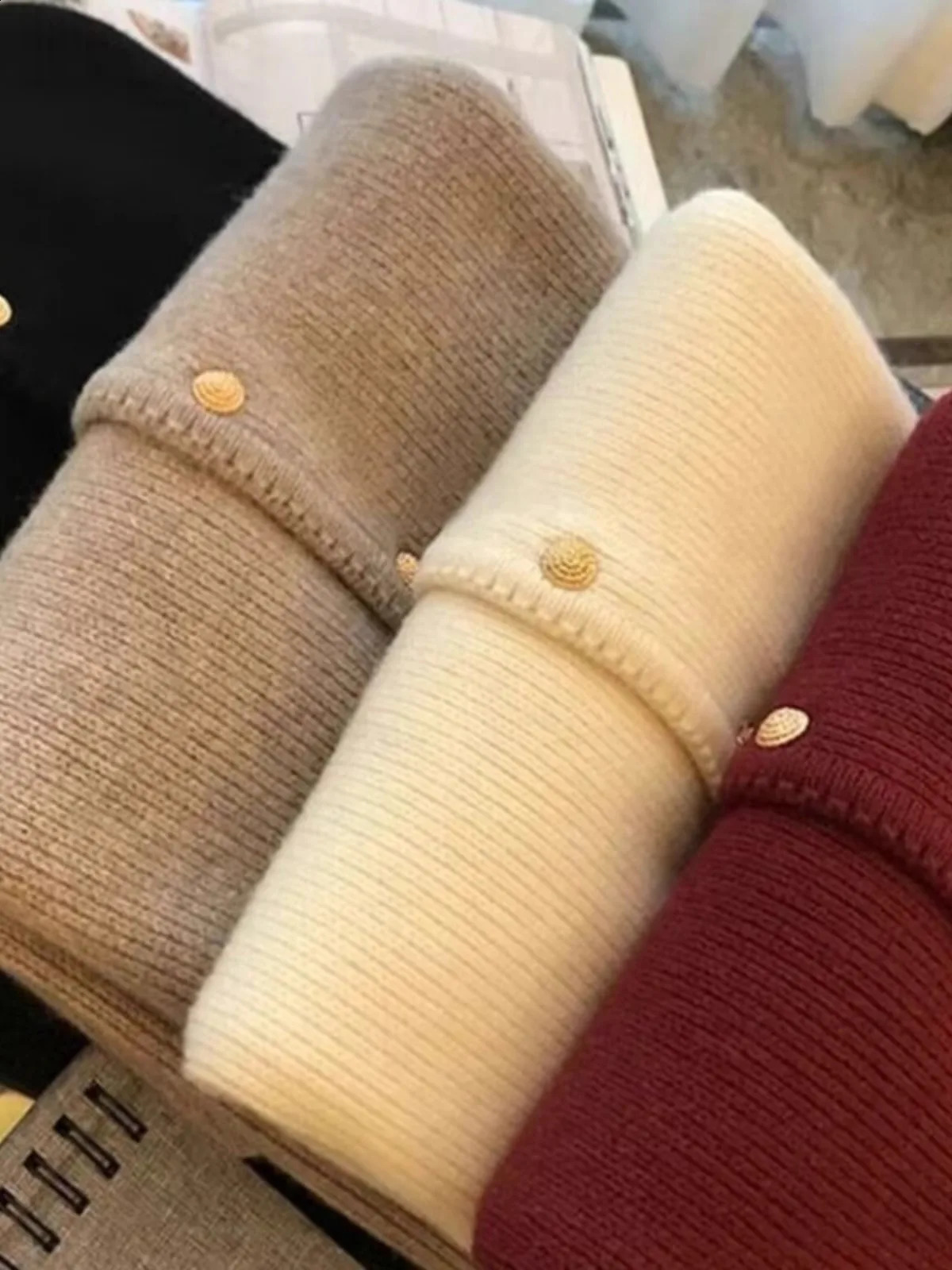 Crew neck 100 pure cashmere cardigan small fragrant coat womens spring and autumn loose wool knit sweater 250114