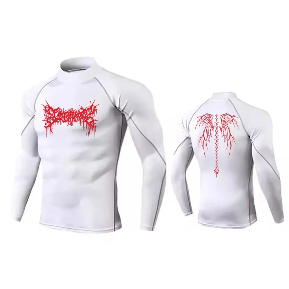 Y2K Mens Turtleneck Compression Shirt Quick Gym Fitness Dry Rash Guard Hight Neck Muscle Athletic Bodybuilding Shirts Summer 250117