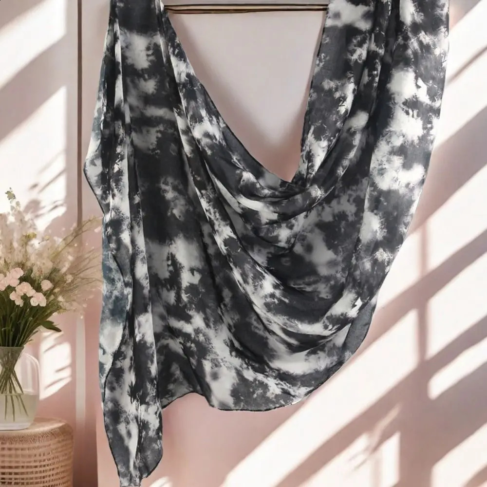 Casual Watercolour Floral Printed Shawl Scarves Breathable Soft Hijab Scarf Cotton Rayon Long Women Turbans 250121