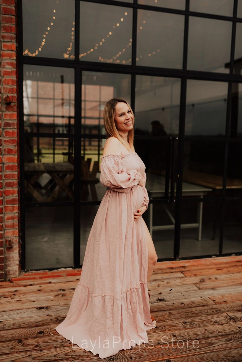 Bohemian Po Shooting Pregnancy Dress Linen Cotton Retro Loose Fitting Maternity Dress Boho Style Dress Po Shoot Pregnant 250116