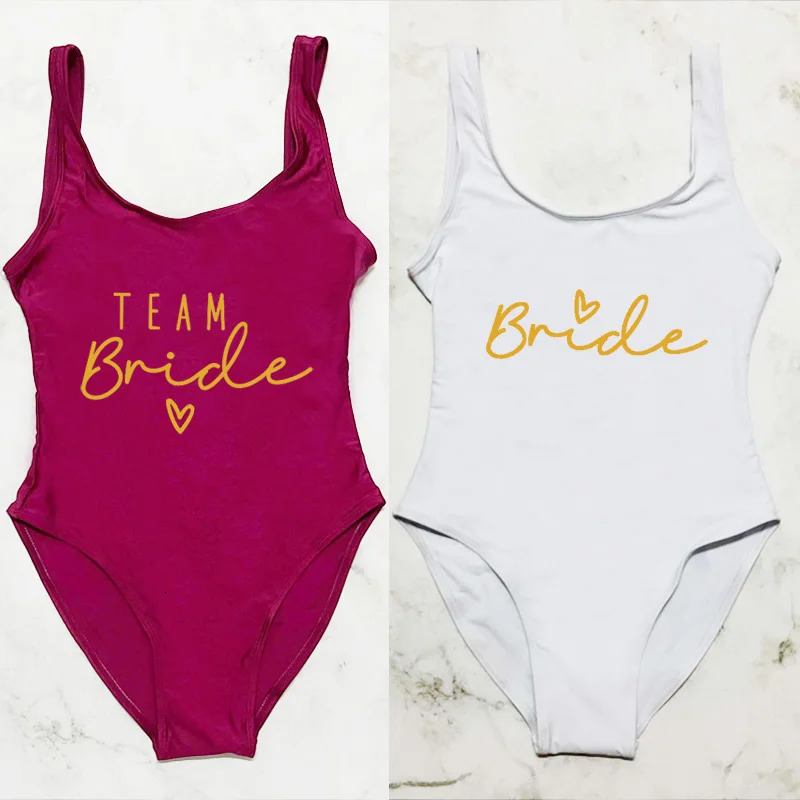 S3XL Team Bride OnePiece Swimsuit Women Swimwear Bachelorette Party Sexy Summer Beachwear Bathing Suit maillot de bain femme 250121