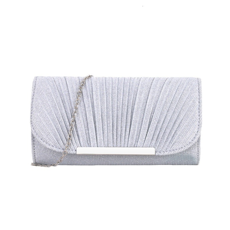 Cross Shoulder Dinner Women's Clutch Bag, Pleated High Stitching Round Bottom, Hand-Held Evening Bag