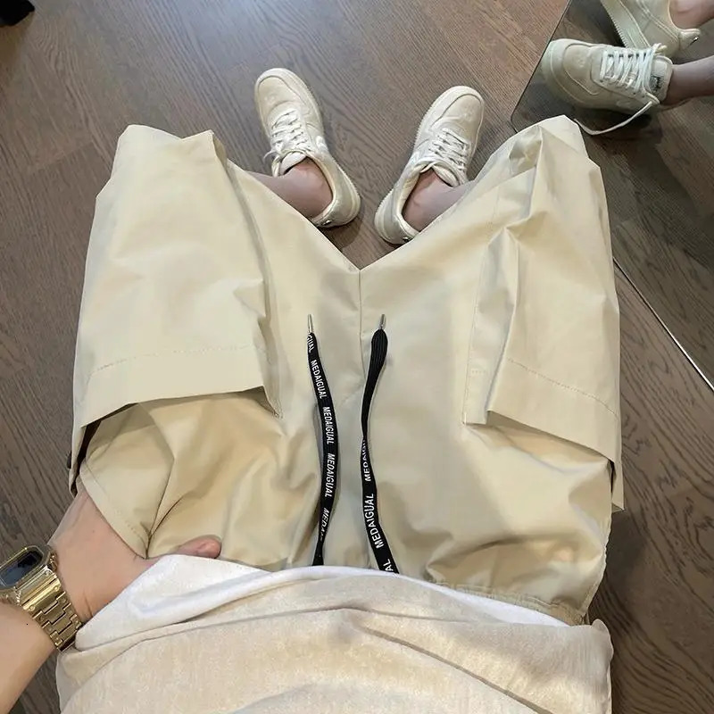Mens Trendy Casual Streetwear Hip Hop Big Pocket Cargo Short Pants Y2K Summer Youth Solid Oversize Baggy Beach Shorts 250117