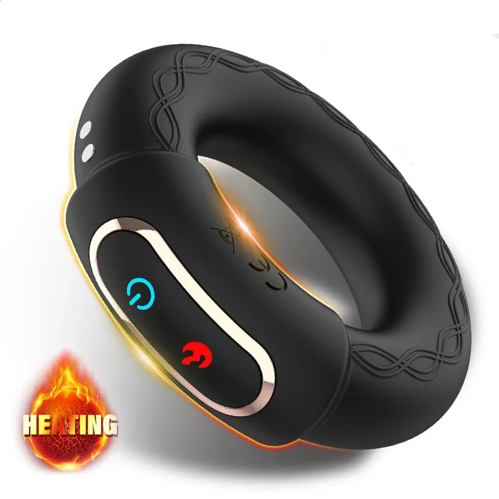 Heating Cock Penis Vibrating Ring for Man Cockrings Male Delay Ejaculation Massager Long Lasting Erection Sex Toy Vibrator 250108