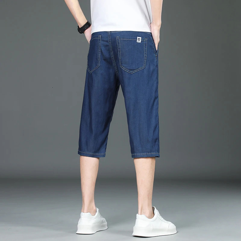 Casual Mens Denim Shorts Summer Thin Comfortable Solid Color Classic Straight Baggy Denim Pants Male Cropped Short Pants 250117