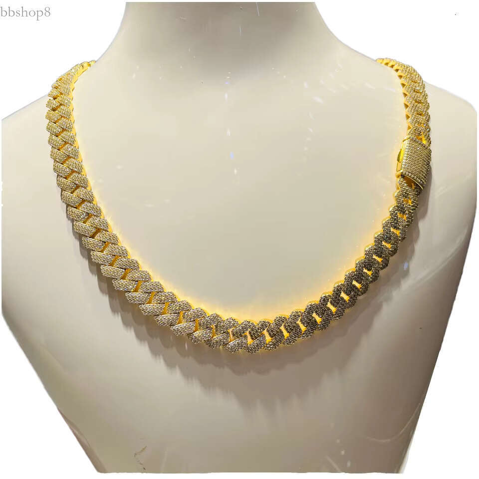 Cuban Necklace Sterg Sier Lab Dia Moissanite HipHop Chain Trendy Unisex Gold Rhodium Plated Great Gift Idea