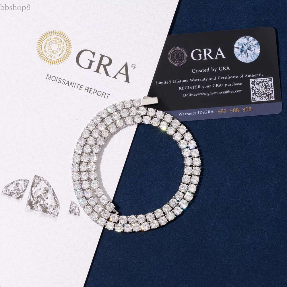 Sterg Sier VVS Moissanite Tennis Chain Necklace Custom round Brilliant Cut Spring Clasp No MOQ Gift