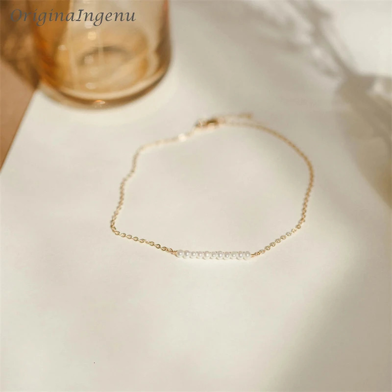 14K gold-plated pearl necklace handmade 2mm freshwater pearl jewelry high-quality waterproof bracelet vintage necklace 250110