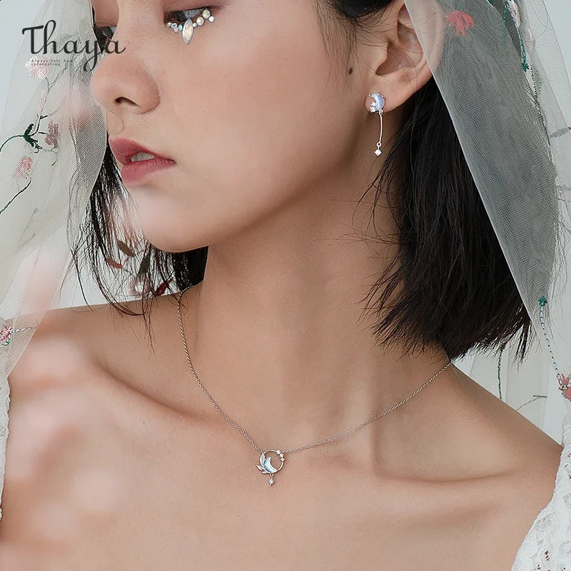 Thaya Original 405cm Moon Pendant Necklace Crystal Silver Necklace For Women Fashion Chorker Elegant Fine Jewelry Gift 250117