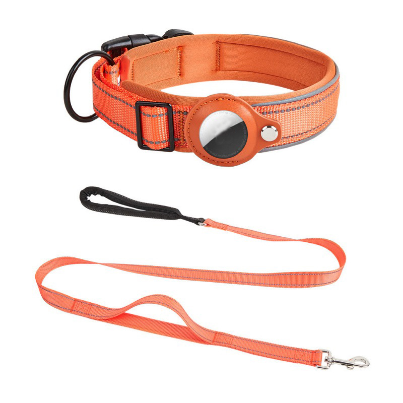 Factory Designer Durable Adjustable Comfortable Soft Padded AirTag Case Pet Dog Collar Handled Leash Set Pet Accessories