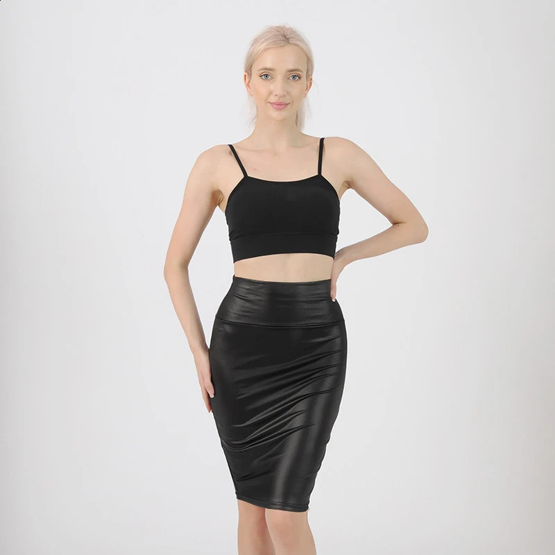 Women PU Leather Skirt High Waist Pencil MiniSkirt Stretchy Bodycon Skirts Club Wear Fashion Fit ALine Sexy Tight 250121