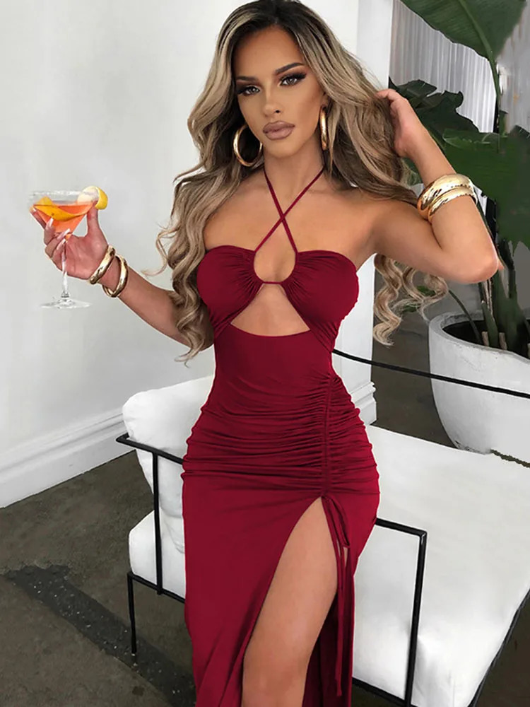 Sleeveless Sexy Female Midi Backless Dresses Slim Night Club Party Womens Dress Bodycon Vestidos Elegantes Para Mujer 250121