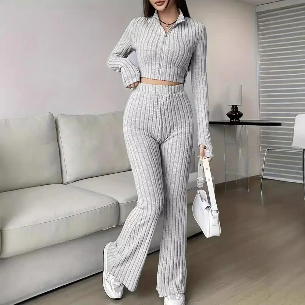 Women Spring Commuting Outfit Slimfitting Suit Womens Outd Pants Set with Zipper for Daily 250113