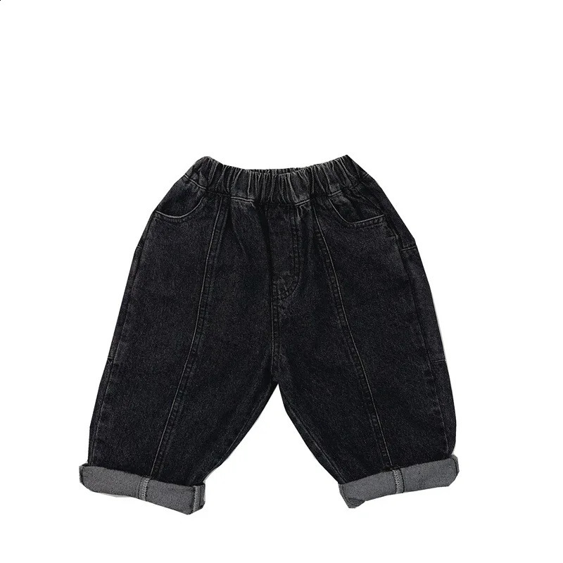 Spring Children Vintage Denim Trousers Toddler Boys Girls Loose Straight Leg Pants Kids Fashion Casual Versatile Jeans 250115