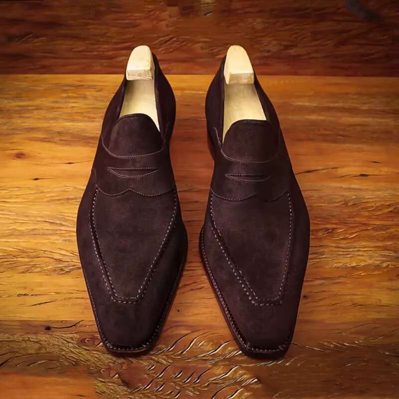 Men's Loafers Brown ck Breathable Casual Handmade Slip on Shoes for Men atillas Hombre