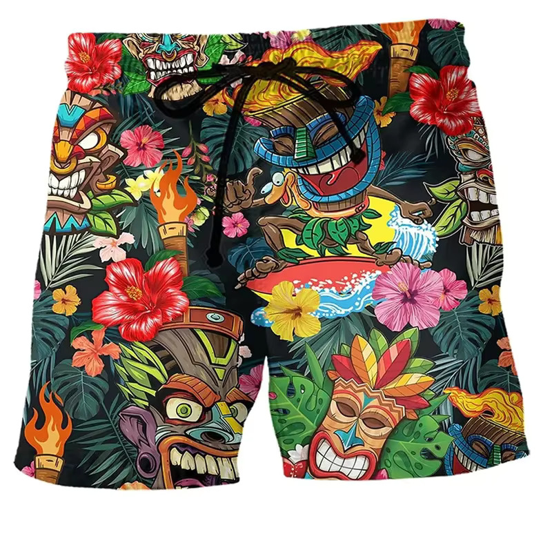 Colorful Graffiti 3D Printed Surfing Board Cool Summer Street Hip Hop Swim Trunks For Men Kids Vacation Beach Shorts