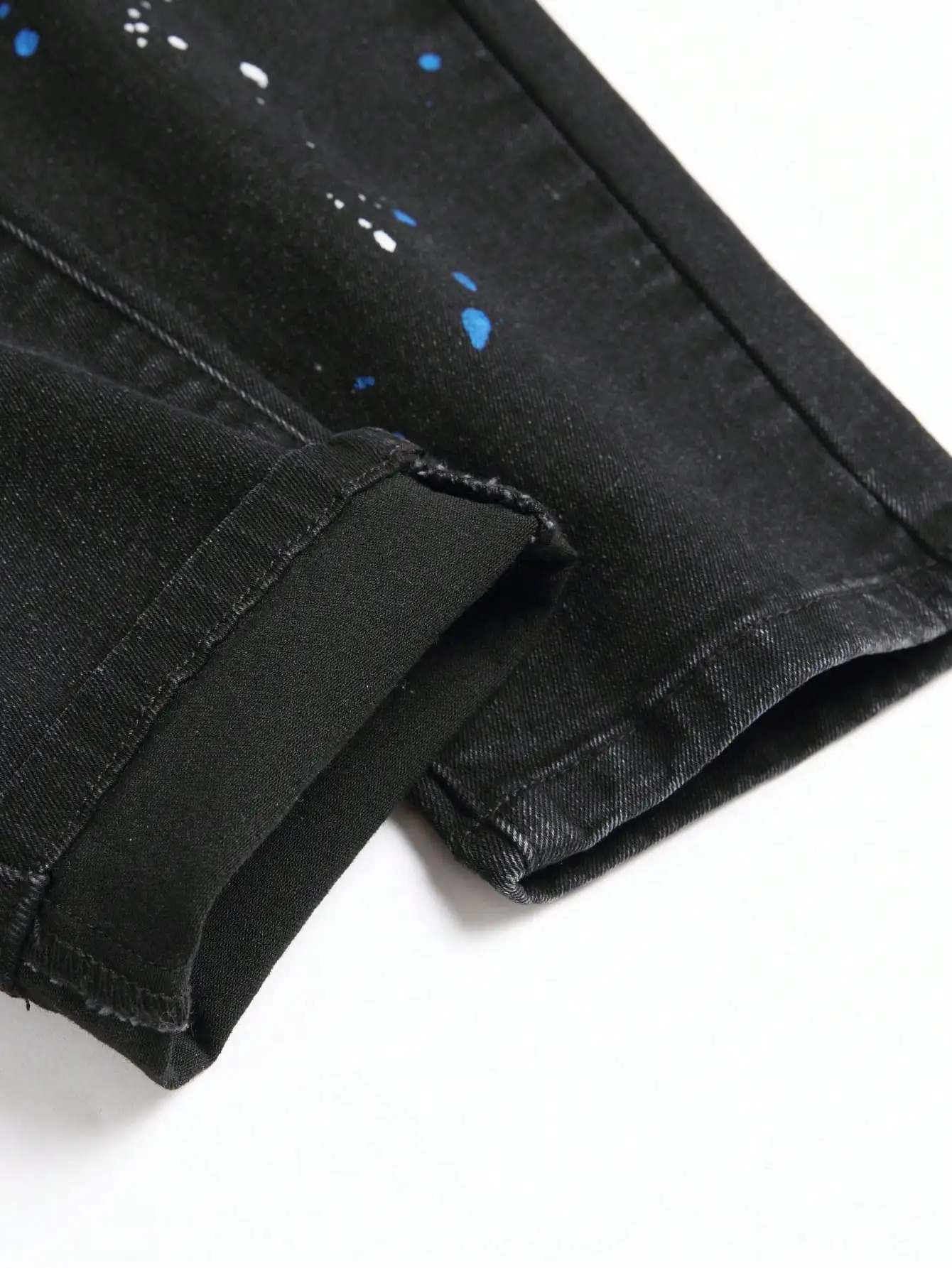 Mens Stretchy Ripped Skinny Biker Embroidery Cartoon Print Jeans Destroyed Hole Slim Fit Denim High Quality Hip Hop Black Jeans 250118