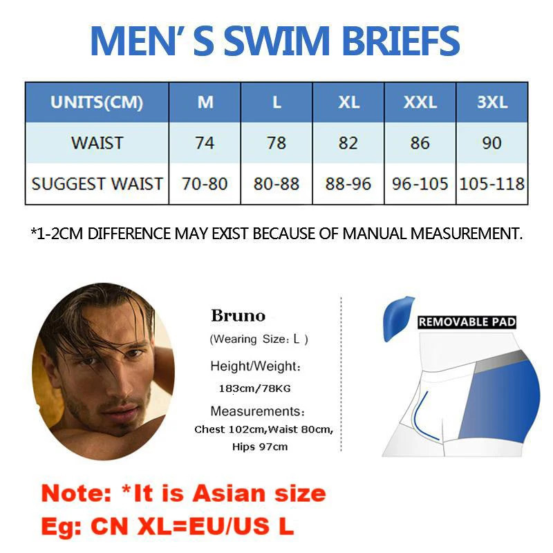 2025 Datifer Mens Swim Briefs Sexy Short Homme Push Breathable Pad Mens Swimsuit Shorts Underpants Puls Size Swimsuir 250121