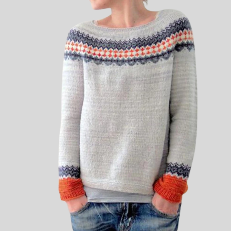 Hot-selling European and American style new sweater women's round neck color matching loose fashion pullover knitted sweater