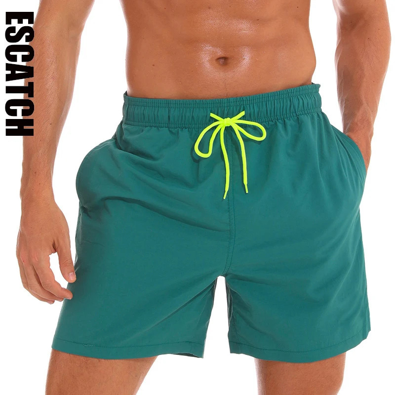 Summer Swimming Shorts Men Nylon Quickly Dry Hombres Short Solid Color Beach Pants Swimwear Surfing Sportswear 250121