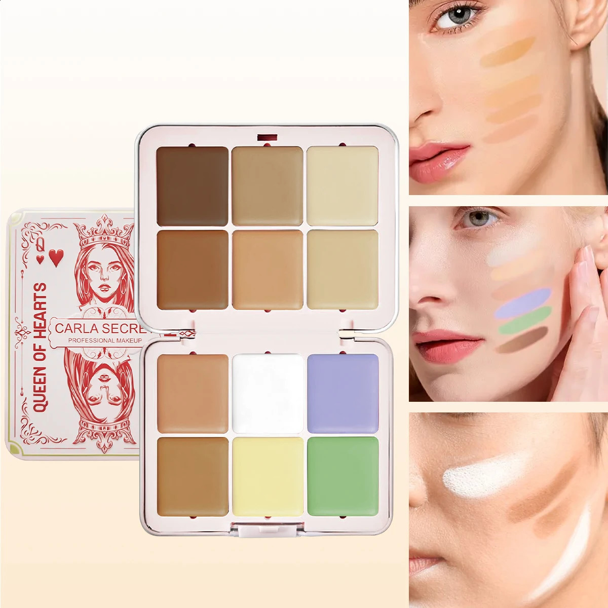 Pink playing card 12-color iron box concealer blush cream matte highlight contour makeup all-in-one palette 250121