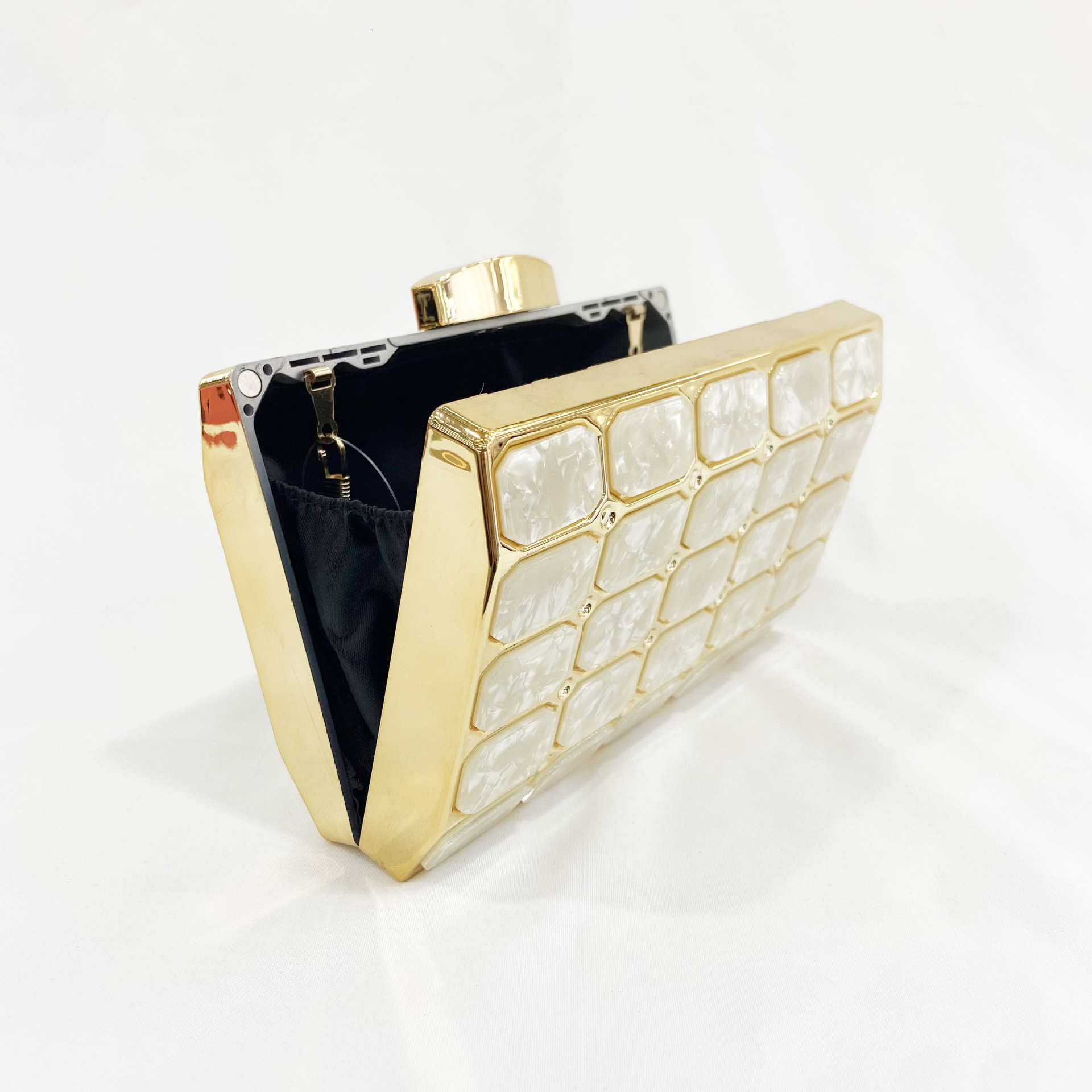 New Handheld Small With Stone Pattern Acrylic For Women's Party Banquet Bag, Single Shoulder Square Box Bag