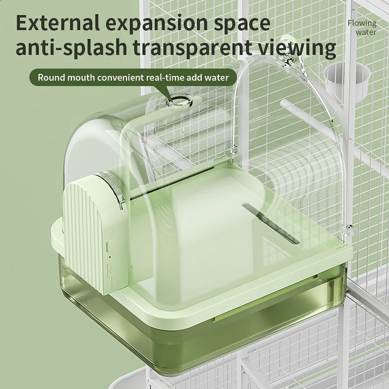 Clear Hanging Bird Bath Automatic Water Circulation Bath Shower For Bird Easy to clean Space Saving Bird Cage Accessory 250121