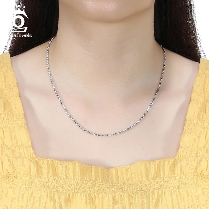 ORSA JEWELS 925 Sterling Silver Diamond-Cut Rope Chain Necklaces 1.2mm 1.5mm 1.7mm Neck Chain for Women Men Jewelry Gift SC29 250120