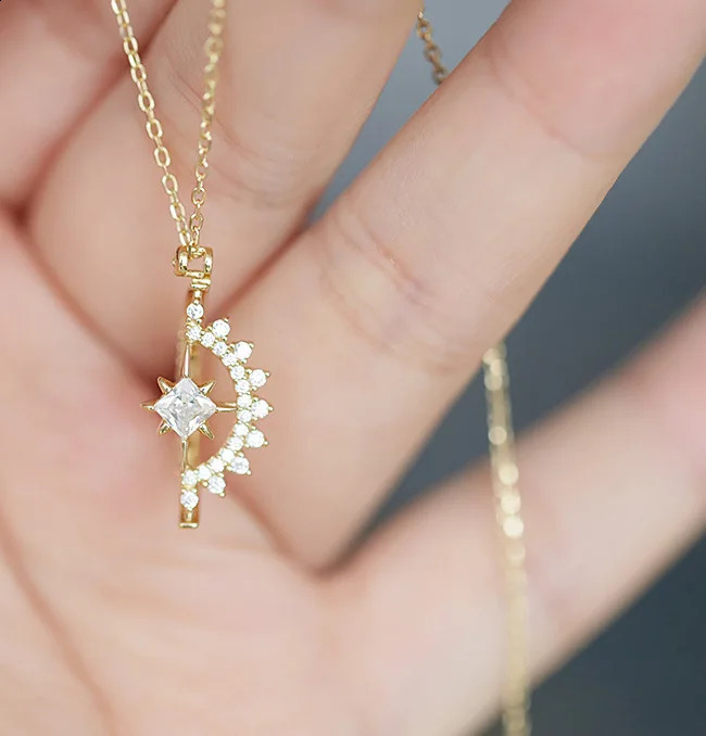 ITSMOS s925 Sterling Silver 14K Gold-plated Star Wheel Necklace Beauty Pave Zircon Necklace for Women Lovely Gift 250117