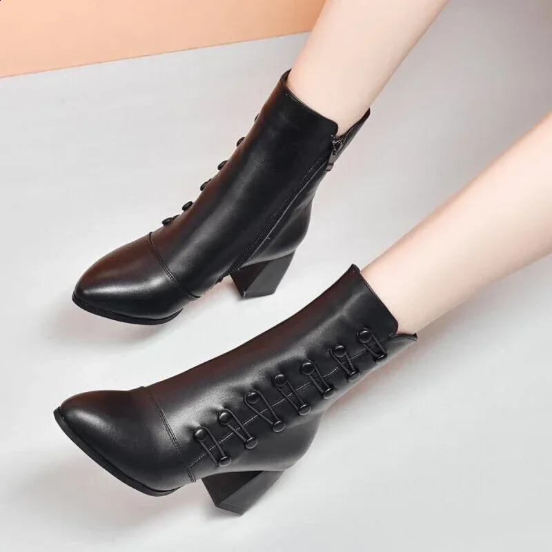 Brand Women Boots Chunky Chelsea High Heels Shoes designer Sexy Ankle Big Size botas mujer 250117