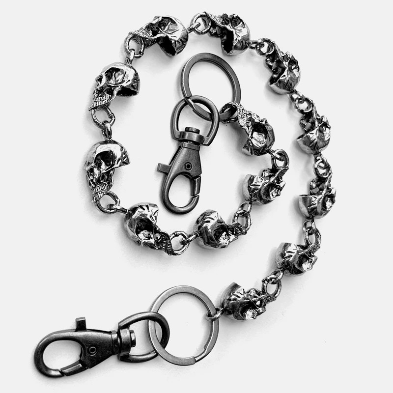 Fashion Personalized Motorcycle Metal Ghost Head Jeans Chain Hip Hop Dark Skull Personalized Mens Fashion Waist Chain 250110