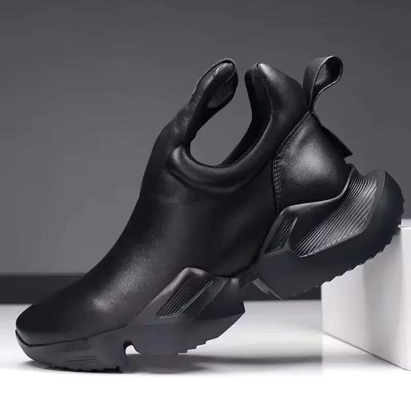 Winter New Men's Warm Thick Soled Leather Surface Korean Edition Personalized Trend Increase Casual Sports Cotton Shoes