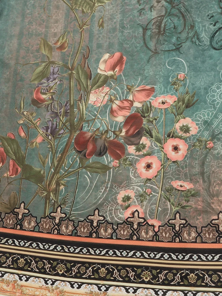 Summer Womens V-Neck Split Sleeve Button Dress V-Neck Printed Pattern Pleated With Pockets Maxi Dresses 250122