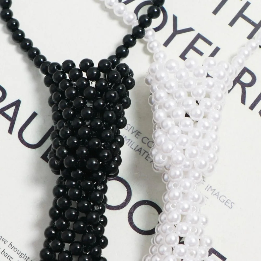 Fashion Elegant Shirt Tie Collar Weaving Beaded Women Necktie Female Night Club Neckwear 250114