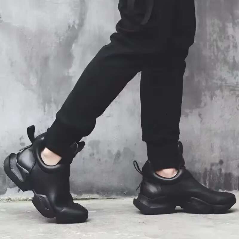 Winter New Men's Warm Thick Soled Leather Surface Korean Edition Personalized Trend Increase Casual Sports Cotton Shoes