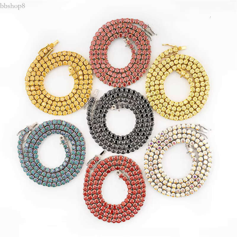 GRA certificated 3mm 4mm sterg sier gold plated champagne tennis moissanite chain