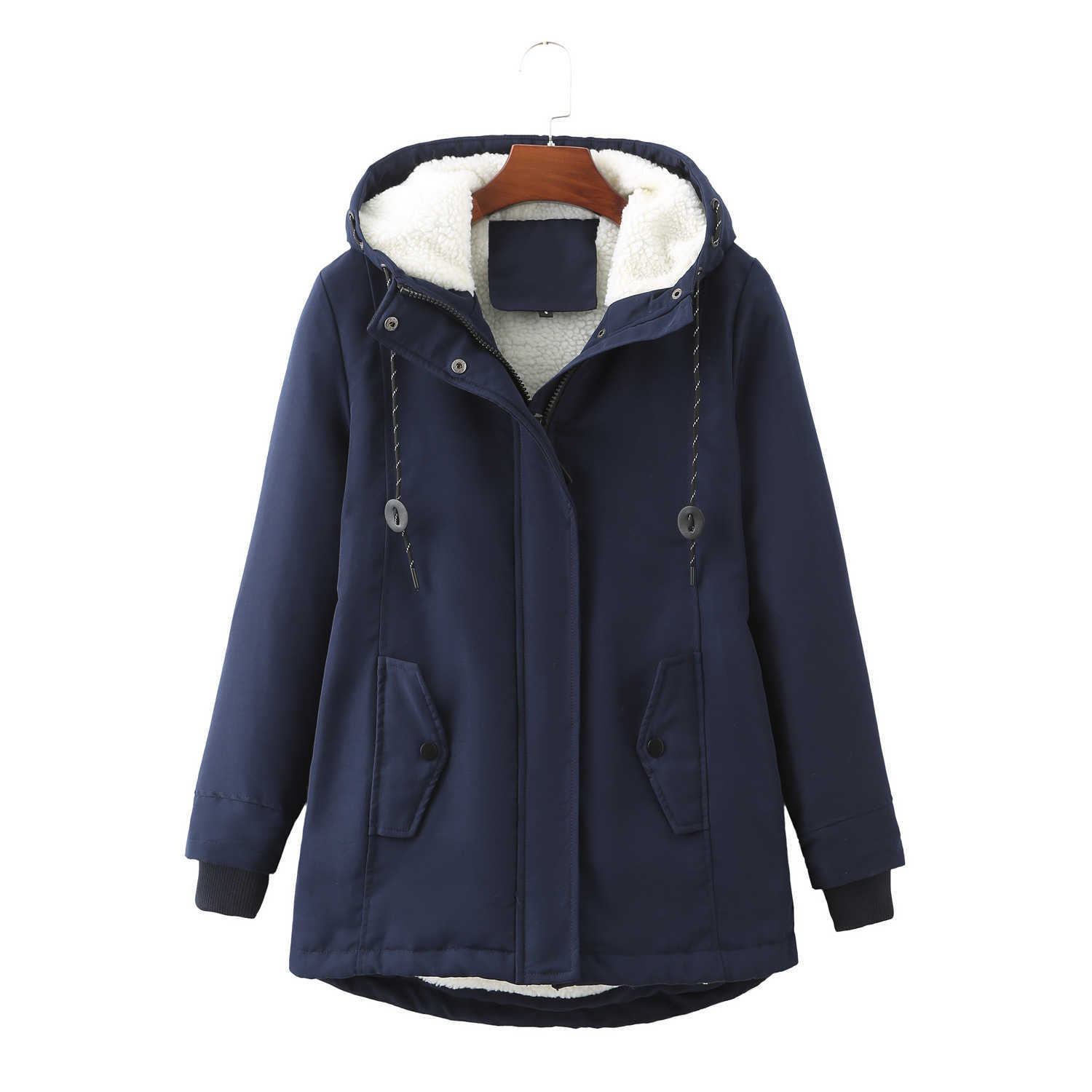 European Womens Hooded Plush Overcomes Winter Warmth And Waist Closing Womens Cotton Padded Clothes Womens Leather Womens Jacket 241209