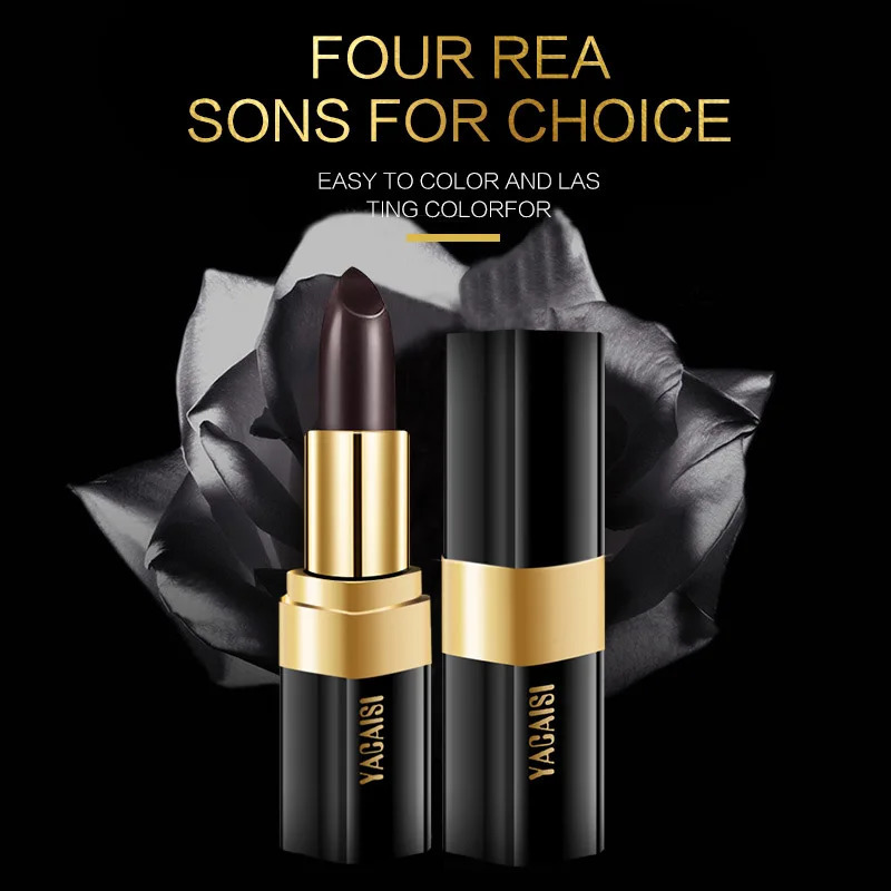 Rose extract black lipstick Sexy Red Lip Color changing Waterproof Makeup Long Lasting Matte Lipstick r lip balm 1Pcs 250108