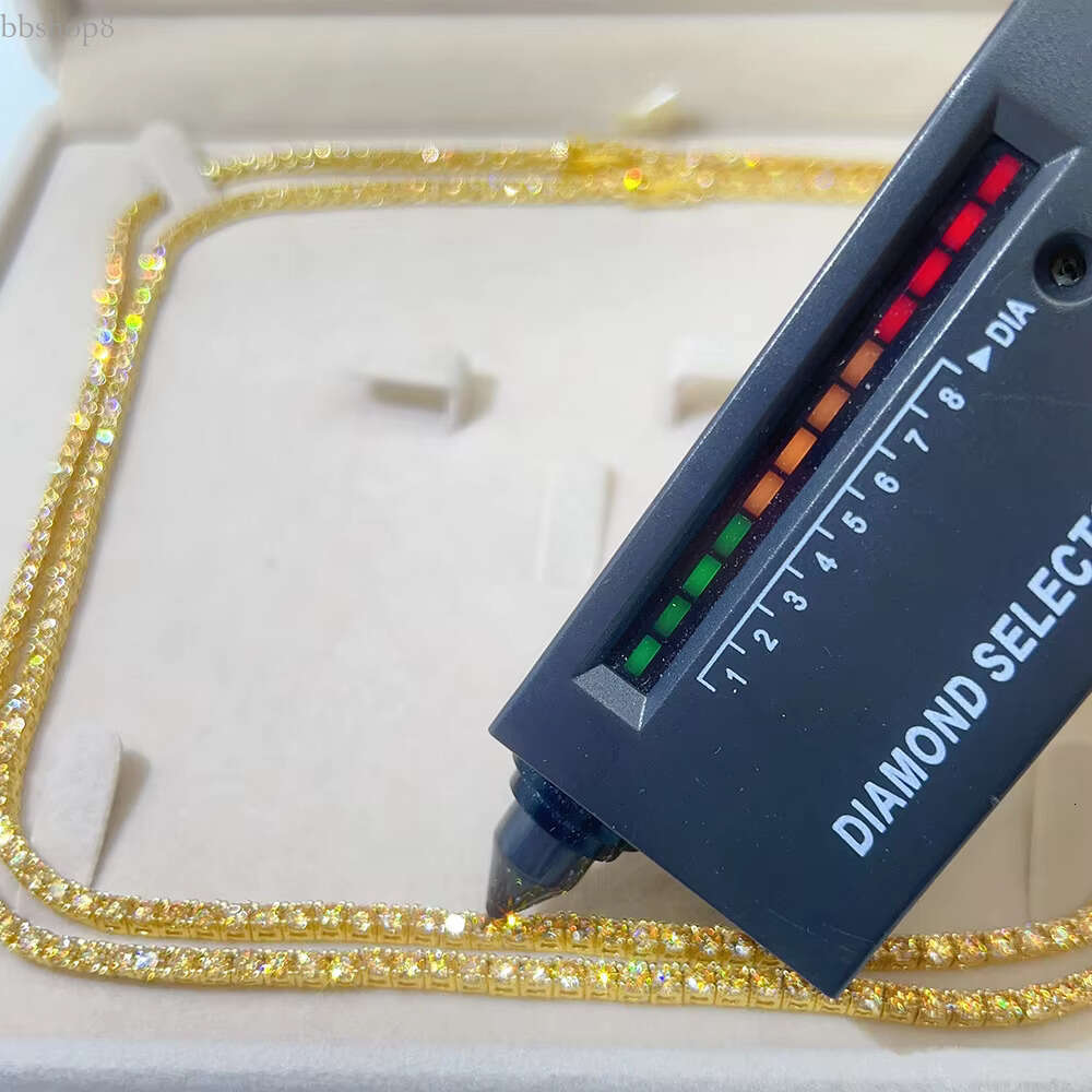 GRA certificated 3mm 4mm sterg sier gold plated champagne tennis moissanite chain