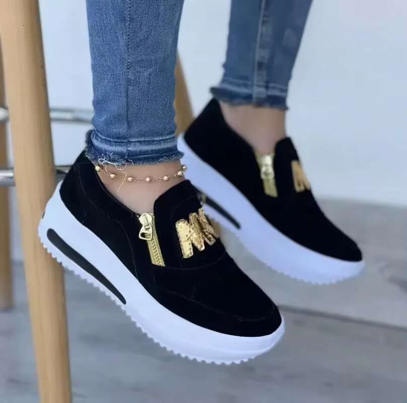 Autumn Sneakers Casual Double M Printed Side Zipper Platform Ladies Vulcanized atillas De Mujer Women Shoes