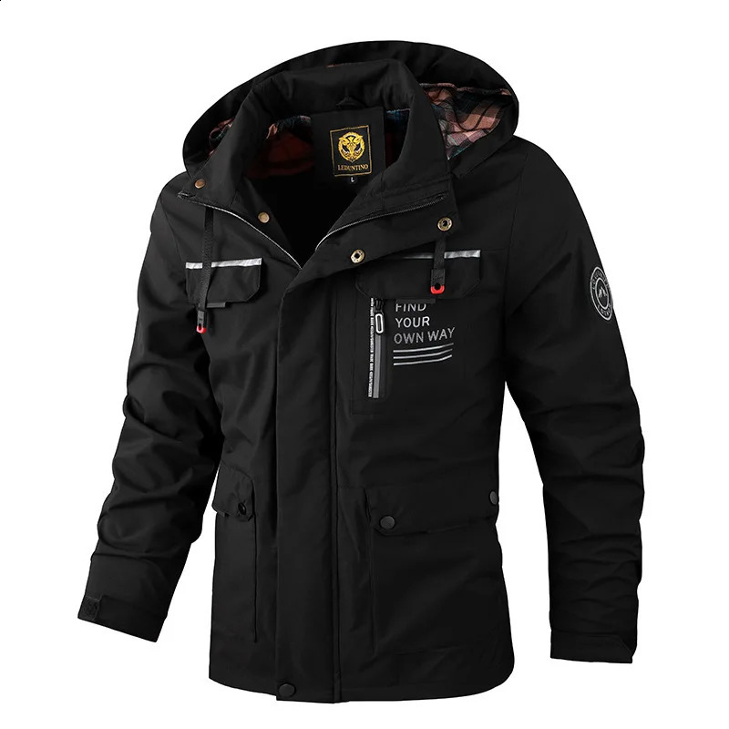 Fashion Mens Casual Windbreaker Jackets Hooded Jacket Man Waterproof Outdoor Soft Shell Winter Coat Clothing Warm Fleece Thick 250117