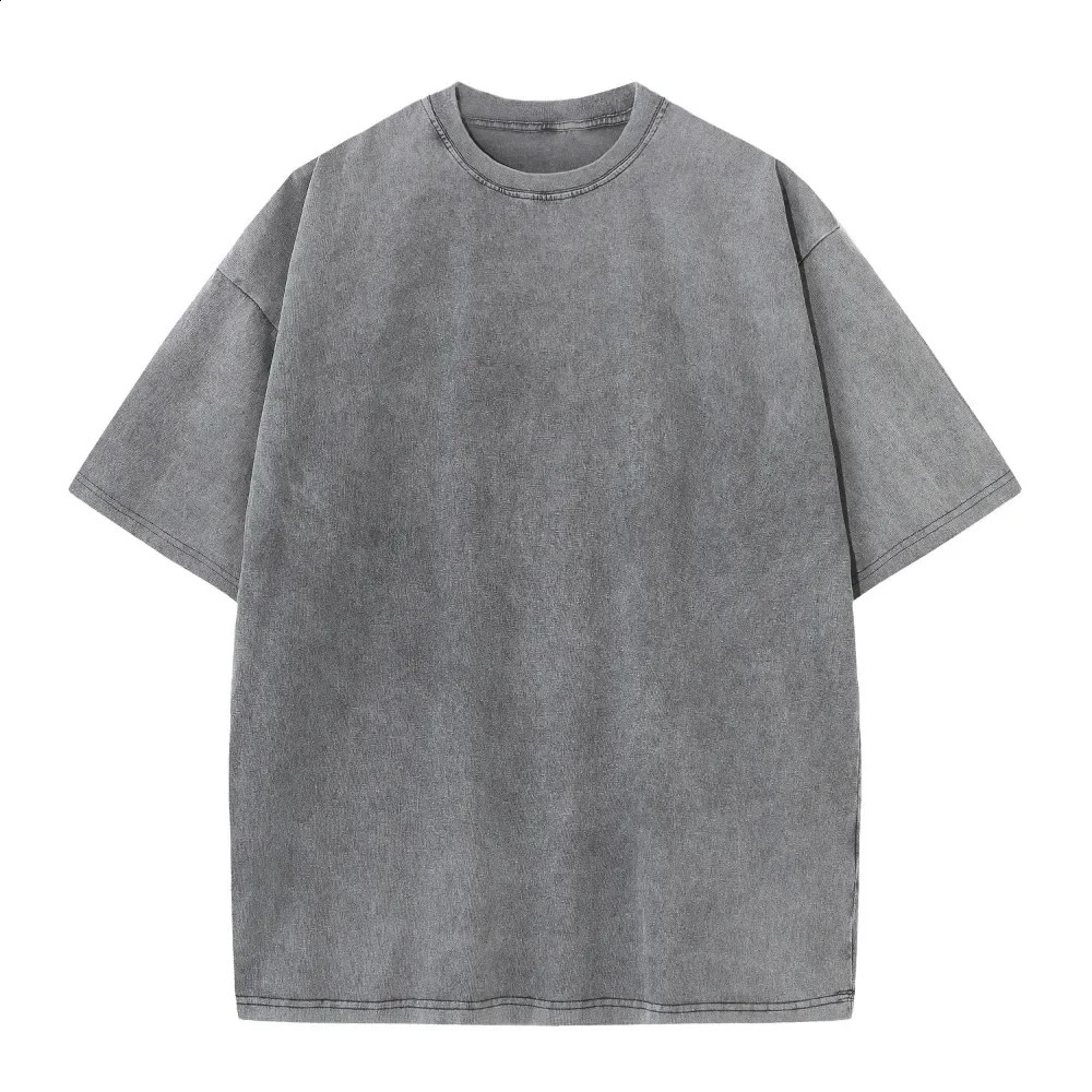230G Cotton American Vintage Large Size T Shirts Men Summer Trendy Clothes Washed Distressed Tees Casual Short Sleeve Male Tops 250122