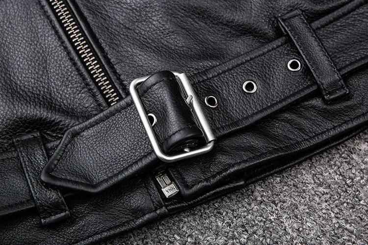 Spring Classical Motorcycle oblique zipper Jackets Men Leather Jacket Natural Calf Skin Thick Slim Cowhide Moto Jacket man 250120