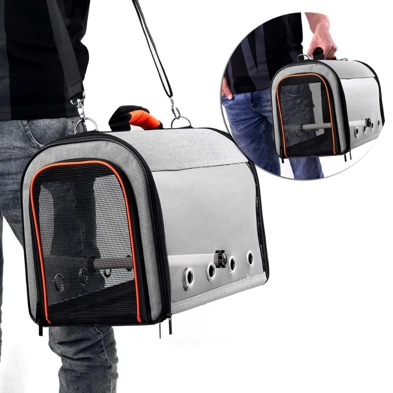 Bird Travel Bag with Perch Multifunctional Portable Pet Parrot Transport Bag Breathable Go Out Travel Cage 250121